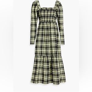 NWT GANNI checked seersucker plaid motif dress